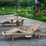 Indonesia Modern Outdoor Furniture Teak Wooden Sun Lounger