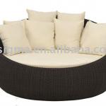 2014 Hot sale Elegant black poly rattan round sunbed