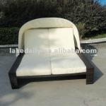 rattan chaise longue lounger with cover canopy