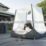 Hot rattan outdoor bed with canopy (DH-9578)