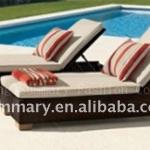 2pcs outdoor couple loungers rattan sun lounger chair