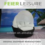 A6019-9 Black Resin Wicker Outdoor Furniture Outdoor Furniture-Rattan Round Bed