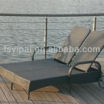 adjustable two seat rattan beach chairs sun lounger cushion