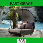 TC-08 PE rattan/wicker outdoor sun lounger alu. sunshade modern backyard garden furniture