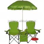 folding outdoor metal double camping chair with umbrella