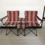 Portable folding double chair with cooler bag