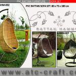 Outdoor Patio Garden Rattan Hammock Chair - Wicker Hanging Chair ( 2.5mm steel frame with power coated + waterproof 7cm cushion)