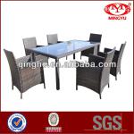outdoor garden 7PCS K/D PE Rattan dining set &amp; restaurant dining table and chairs