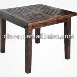 2013 latest traditional wooden wheel table outdoor furniture garden solid carbonized wood square dining table