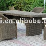 Outdoor furniture rattan dinning set polywood top table