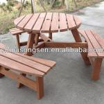 Outdoor Wooden 3-Seats Picnic Table Sets