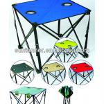 compact camping table, canvas picnic table, cup holder folding table