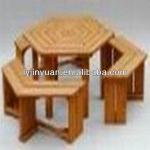 traditional hexagonal picnic table with benches