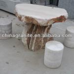 Outdoor onyx table and benches