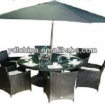 YDL-T24 Youdeli rattan dining table set with an umbrella