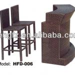 HFD-006 rattan bar table and chairs home wine bar furniture set