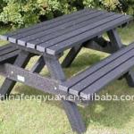 wood picnic table and chairs(100% HDPE with galvanized plate)