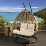 Modern outdoor garden Rattan Hanging chair with Cream cushion covers