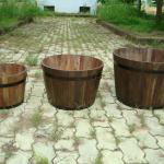 Outdoor wooden flower round box