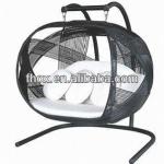 Rattan egg shape hanging chair with steel frame, UV protected, waterproof cushion