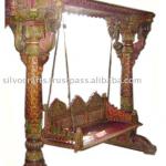 Royal Indian Rajasthani Jodhpur Hand Carved Wooden Swing Jhoola (Indian Antique Reproduction Furniture)-VAHA-447