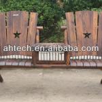 carbonized wooden double chair