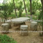 Hand Carved Natural Stone Bench/Table-.