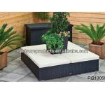 Outdoor Sunbed Rattan Stool PE Rattan Alum Frame