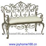 Antique wrought iron scrolled patio bench settee love set sofa
