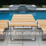 Teak wood Outdoor stainless steel table sets-MY11IR95