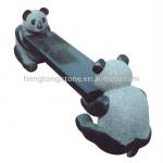 Marble Garden Bench with Two Pandas Statues