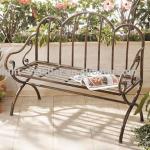 wrought iron scalloped garden bench