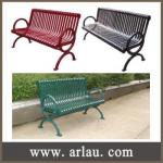 Outdoor cast iron flat steel long bench with armrest and backrest FS38