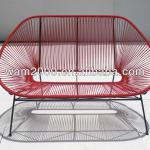 2 person steel Acapulco wicker chair-WAM-CB5775-2S