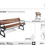 Outdoor Bench Street Furniture-Triple Cast Iron Bench