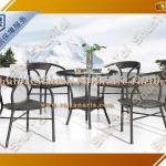 Black colour 4 chairs and 1 table Pe Rattan cube set