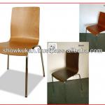 Wood seat and Chromed leg Cafe Chair
