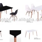 Fashion Design Cheap Popular plastic dining table with wooden legs-DT-04