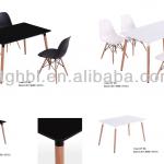 Fashion Design Cheap Popular plastic dining table with wooden legs