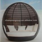 AR-6159 Alum frame PE rattan day bed for outdoor with canopy