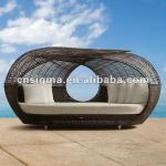 Wicker outdoor SPARTAN black rattan round bed-SG-12094C