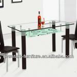 New start TB117/1.2M temered glass top dinning table with balck PVC legs
