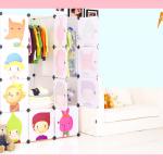 Kids bedroom furniture with cartoon doors in white color