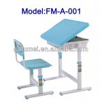 No.FM-A-001 Height adjustable school plastic desk and chair