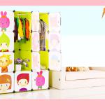 Kids bedroom furniture with cartoon doors in green color-FH-AL0039-12 Kids bedroom furniture