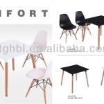 Fashion Design Cheap Popular plastic dining table with wooden legs