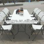 cheap white 6ft plastic folding table and folding chair set(blow mould, HDPE, outdoor furniture)-HY-Z183A&amp;HY-Y60