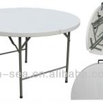 , 4FT folding in half round table / handle easy