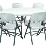cheap 5 feet white plastic fold in half round table (blow mould outdoor furniture, HDPE)-HY-R150B