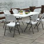 outdoor banquet rectangle plastic folding table and chair-HY-Z183D+ HY-R60A